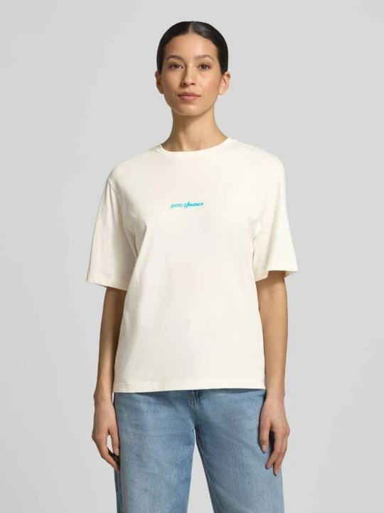 Zdjęcie produktu krój regular fit t-shirt z czystej bawełny model 'VIGGA' Selected Złamany biały