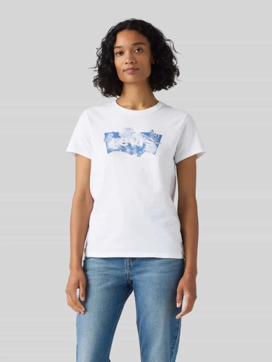 Zdjęcie produktu krój regular fit t-shirt z czystej bawełny z nadruk z logo Levi's Złamany biały