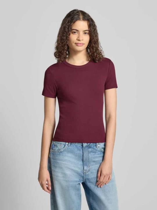 Zdjęcie produktu krój regular fit t-shirt z mieszanki bawełny model 'VAL' Only Bordowy