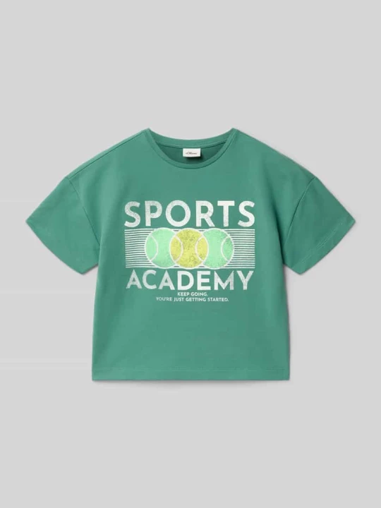 Zdjęcie produktu krój regular fit t-shirt z mieszanki bawełny s.Oliver Zielony