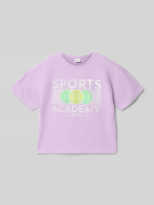 Zdjęcie produktu krój regular fit t-shirt z mieszanki bawełny s.Oliver Lawendowy