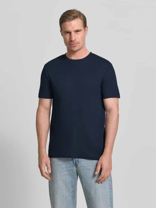 Zdjęcie produktu krój regular fit t-shirt z mieszanki bawełny Tom Tailor Granatowy