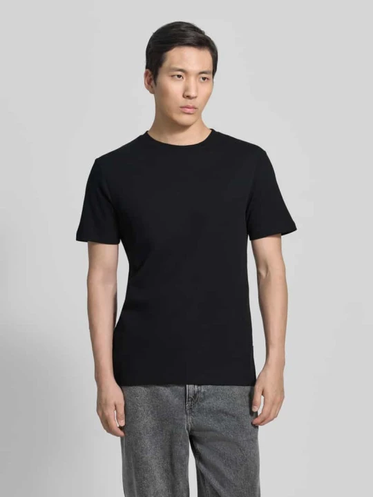 Zdjęcie produktu krój regular fit t-shirt z mieszanki bawełny Tom Tailor Czarny