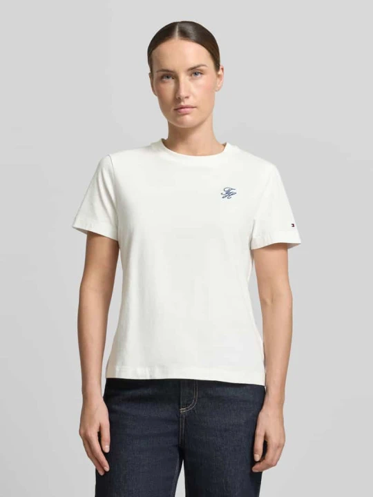 Zdjęcie produktu krój regular fit t-shirt z mieszanki bawełny Tommy Hilfiger Écru