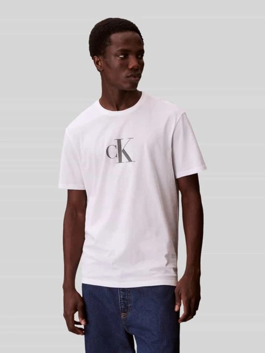 Zdjęcie produktu krój regular fit t-shirt z nadrukiem z logo Calvin Klein Biały