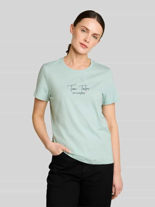 Zdjęcie produktu krój regular fit t-shirt z nadrukiem z logo Tom Tailor Miętowy