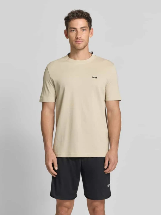 Zdjęcie produktu krój regular fit t-shirt z piki bawełnianej model 'TS_PIQUE' Boss Beżowy