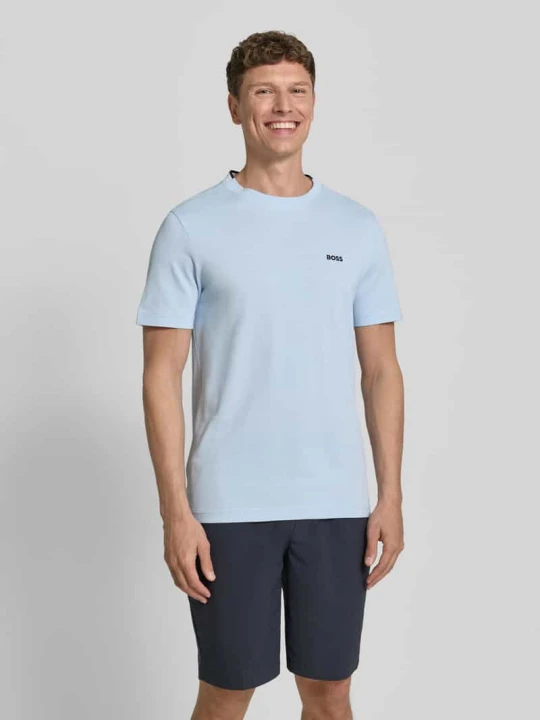 Zdjęcie produktu krój regular fit t-shirt z piki bawełnianej model 'TS_PIQUE' Boss Jasnoniebieski