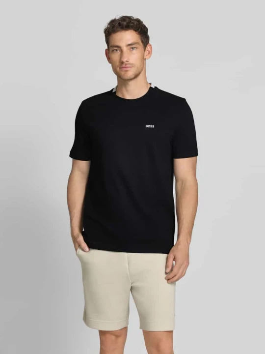 Zdjęcie produktu krój regular fit t-shirt z piki bawełnianej model 'TS_PIQUE' Boss Czarny
