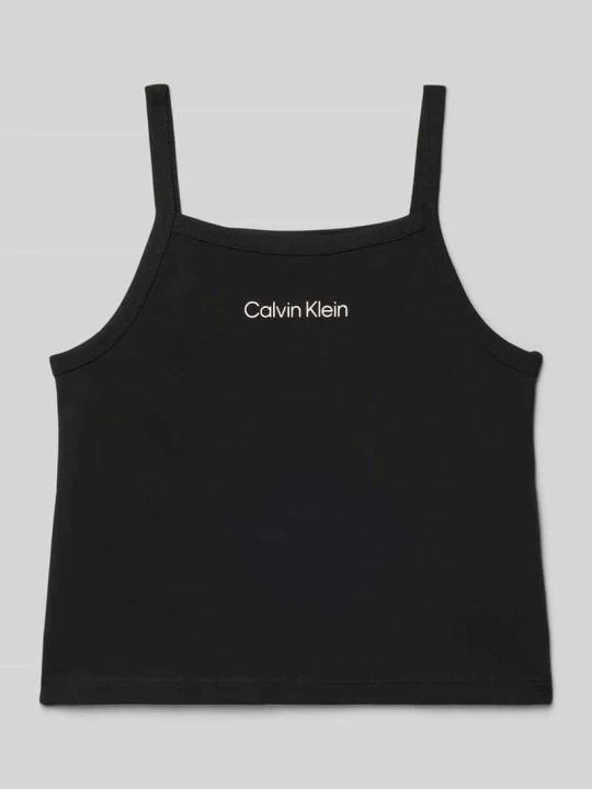 Zdjęcie produktu kroj regular fit top na ramiączkach z mieszanka wiskozy model 'PUNTO STRAP TOP' Calvin Klein Jeans Czarny