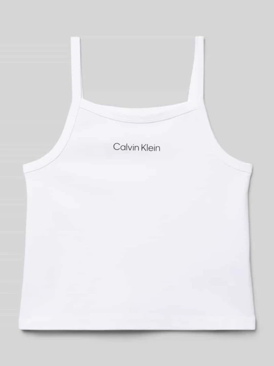 Zdjęcie produktu kroj regular fit top na ramiączkach z mieszanka wiskozy model 'PUNTO STRAP TOP' Calvin Klein Jeans Biały