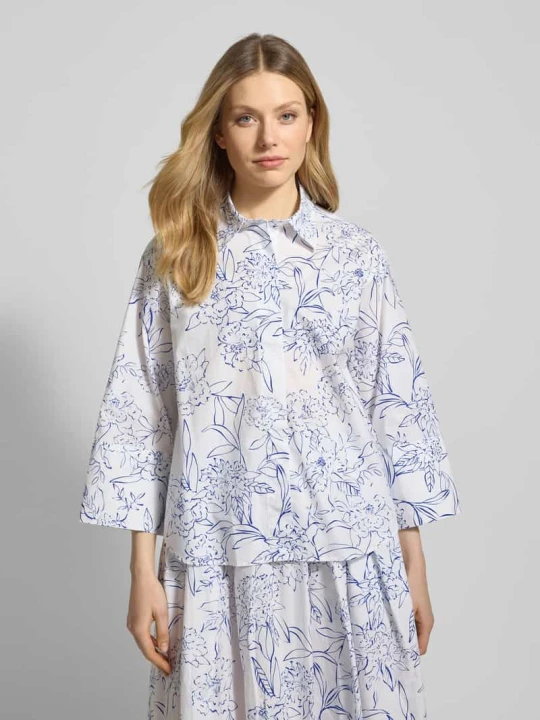 Zdjęcie produktu Krój relaxed fit Bluzka z zakrytą listwą guzikową i Rękaw o dł. 3/4 Gant Biały