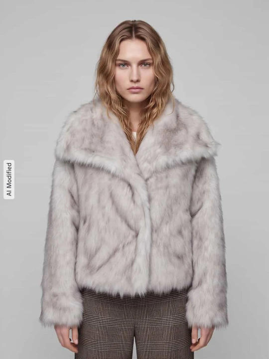 Zdjęcie produktu kurtka ze sztucznego futra o kroju relaxed fit z wykładanym kołnierzem model 'DAWN' Only Écru
