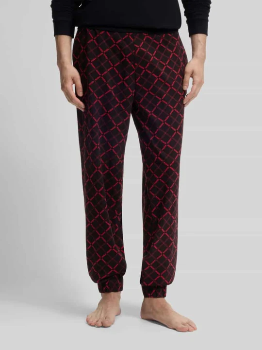 Zdjęcie produktu krój relaxed fit piżama z mieszanka bawełny z nadruk z logo Hugo Czarny