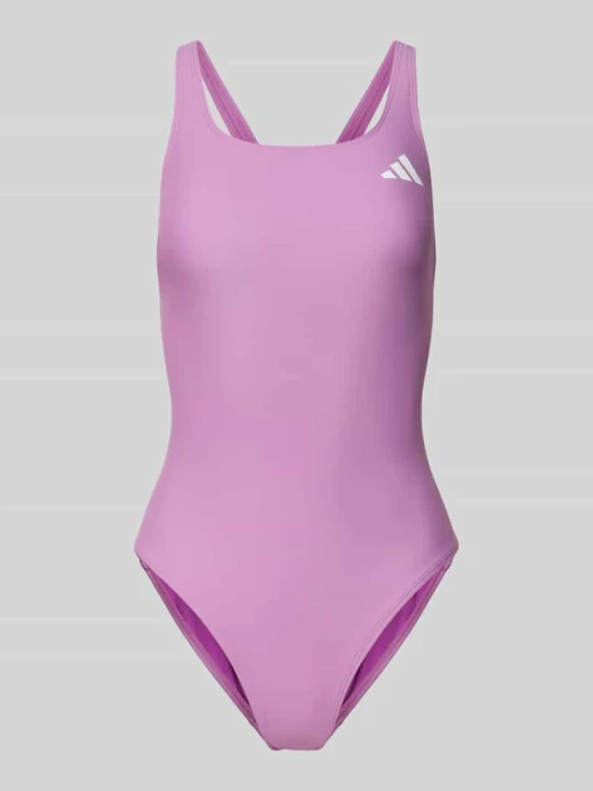 Zdjęcie produktu Krój slim fit kostium kąpielowy sportowy z nadruk z logo Adidas Jasnofioletowy