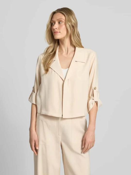 Zdjęcie produktu Krój slim fit krótki blezer z mieszanki wiskozy s.Oliver Beżowy