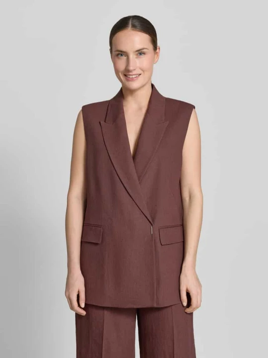 Zdjęcie produktu Krój slim fit krótki żakiet z mieszanka lnu i wiskozy model 'JIA8' Boss Czekoladowy