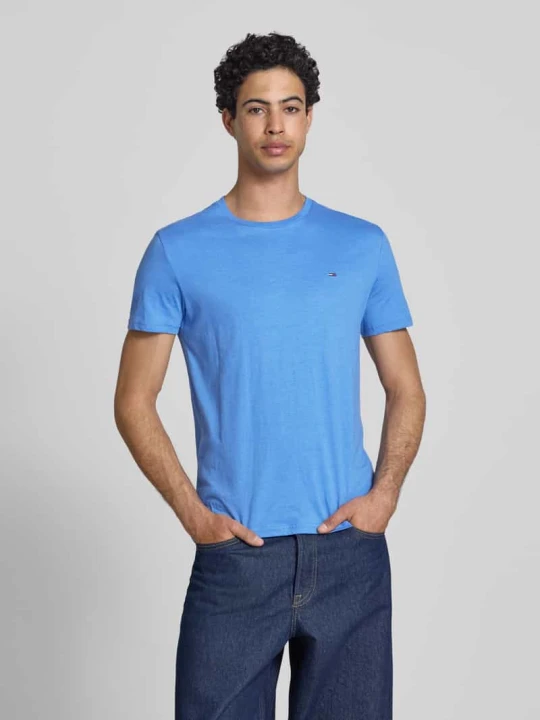 Zdjęcie produktu krój slim fit t-shirt model 'TJM XSLIM JASPE HTR TEE E' Tommy Jeans Jasnoniebieski melanż
