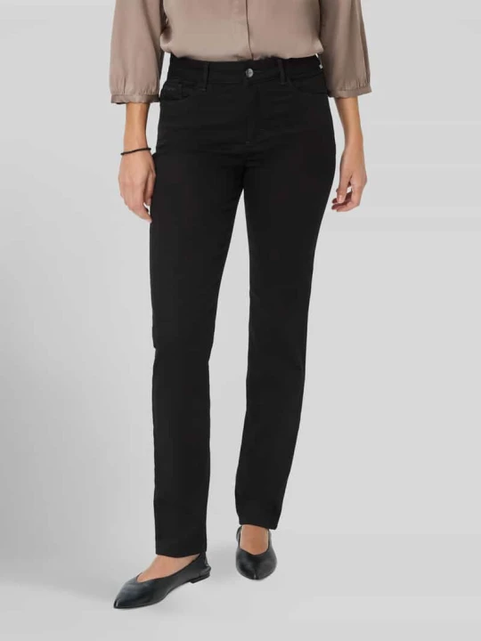 Zdjęcie produktu krój slim fit Wąskie spodnie z mieszanka lyocellu, bawełny i lnu z domieszką mieszanka modalu, bawełny i elastanu model 'SHAKIRA' BRAX Czarny