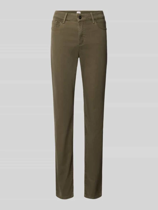 Zdjęcie produktu krój slim fit Wąskie spodnie z mieszanka lyocellu, bawełny i lnu z domieszką mieszanka modalu, bawełny i elastanu model 'SHAKIRA' BRAX Khaki