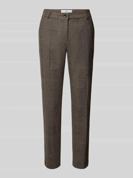 Zdjęcie produktu krój slim fit wąskie spodnie z wzór na całej powierzchni model 'STYLE.MARON S' BRAX Ciemnobrązowy