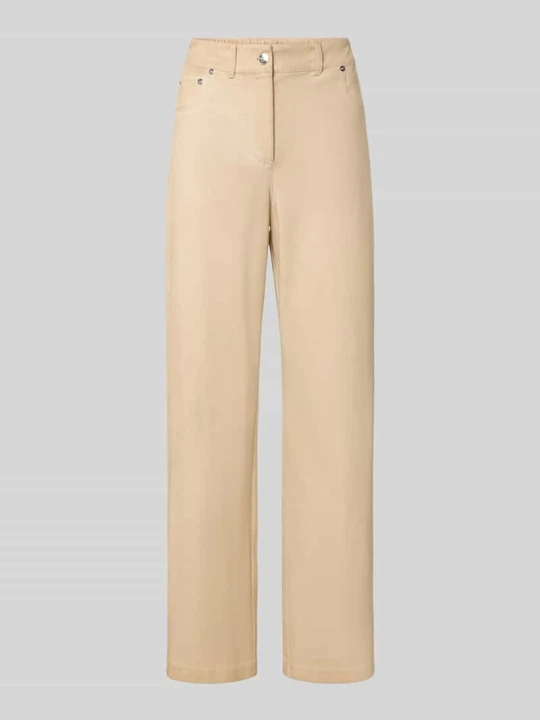Zdjęcie produktu krój straight fit prosty spodnie z mieszanka bawełny model 'GELATO' MM By Max Mara Piaskowy melanż