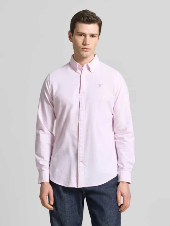 Zdjęcie produktu Krój tailored koszula casualowa z czystej bawełna model 'STRIPED OXFORD' Barbour Mocnoróżowy