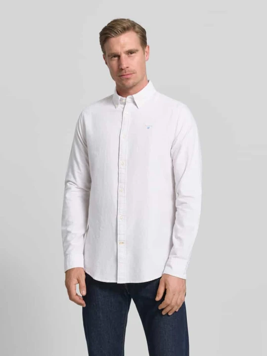 Zdjęcie produktu Krój tailored koszula casualowa z czystej bawełna model 'STRIPED OXFORD' Barbour Kamienny