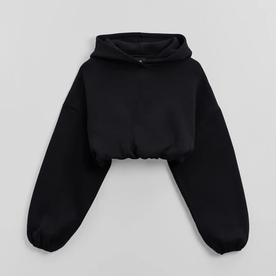 Zdjęcie produktu Krótka bluza basic z kapturem czarna House