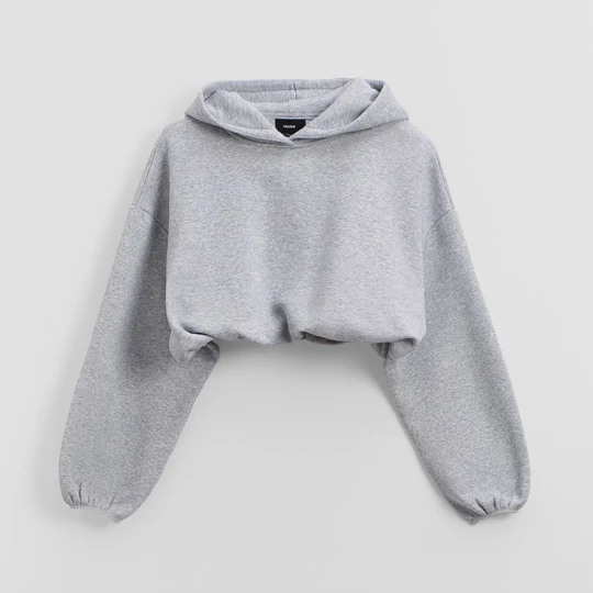Zdjęcie produktu Krótka bluza basic z kapturem szara House