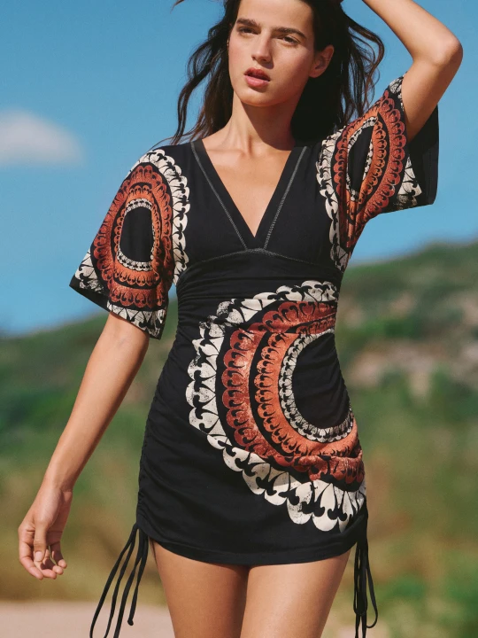 Zdjęcie produktu krótka marszczona sukienka w stylu vintage Desigual czarny