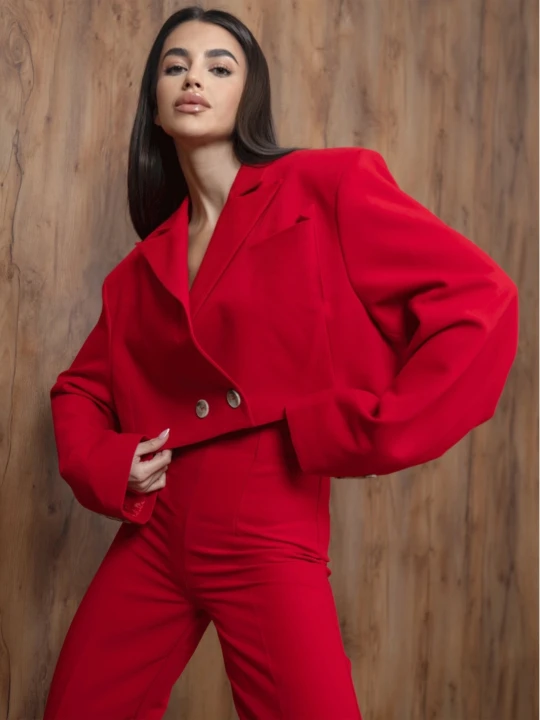 Zdjęcie produktu Krótka marynarka oversize ESMINA - czerwona  magmac 