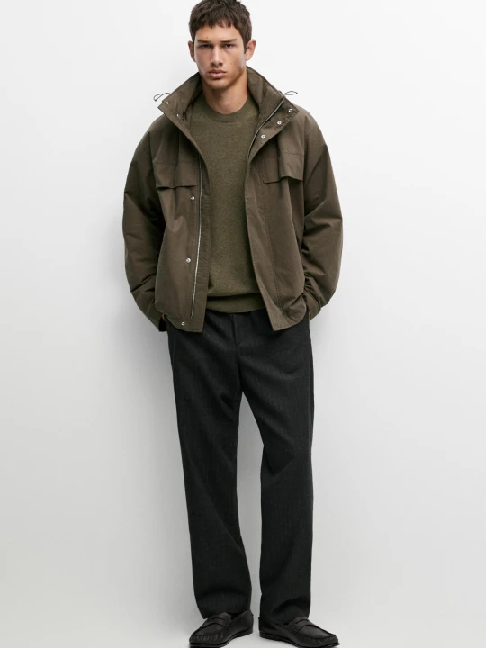 Zdjęcie produktu Krótka Pikowana Parka Z Kapturem - Khaki - Massimo Dutti - Male