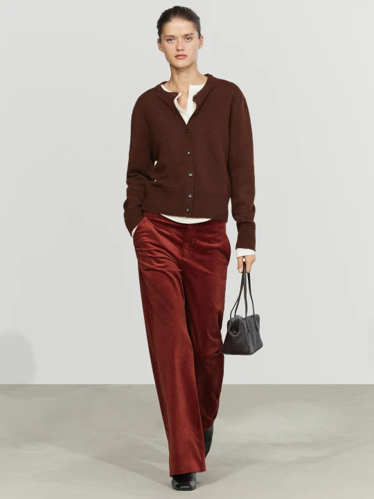 Zdjęcie produktu Krótki Dzianinowy Kardigan Ze 100% Wełny - Bordowy - Massimo Dutti - Female