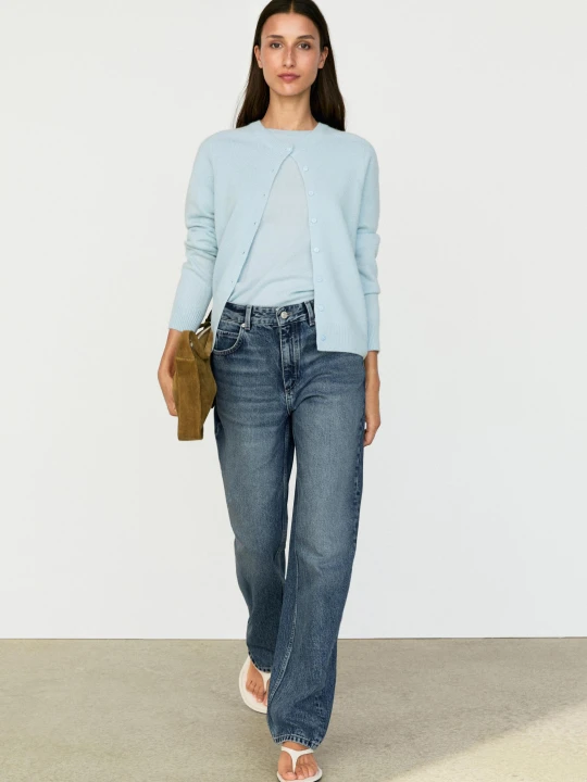 Zdjęcie produktu Krótki Kardigan Ze 100% Kaszmiru - Błękitny - Massimo Dutti - Female