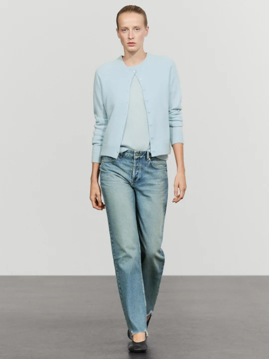Zdjęcie produktu Krótki Kardigan Ze 100% Kaszmiru - Błękitny - Massimo Dutti - Female