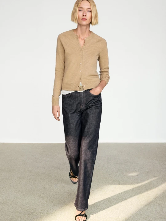 Zdjęcie produktu Krótki Kardigan Ze 100% Kaszmiru - Wielbłądzi - - Massimo Dutti - Female