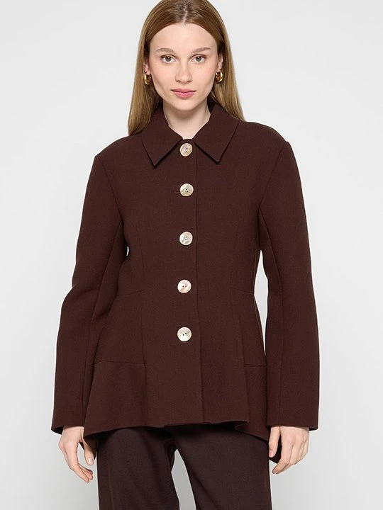 Zdjęcie produktu Krótki płaszcz Tory Burch ciemnobrązowy