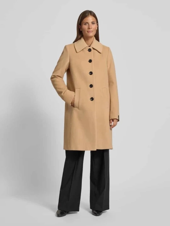 Zdjęcie produktu Krótki płaszcz z mieszanki wełny lana z wykładanym kołnierzem model ‘ISA’ Milo Coats Camel