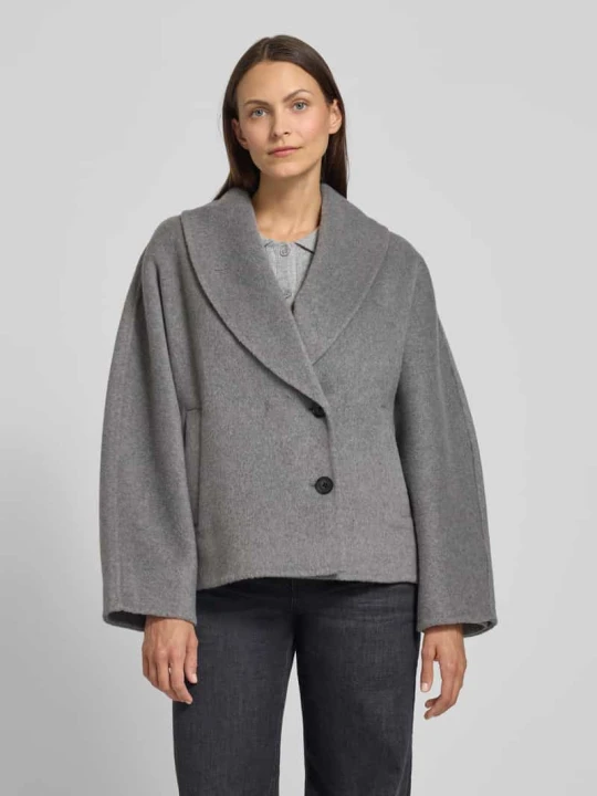 Zdjęcie produktu Krótki płaszcz z mieszanki wełny model „HILLWA” Opus Jasnoszary