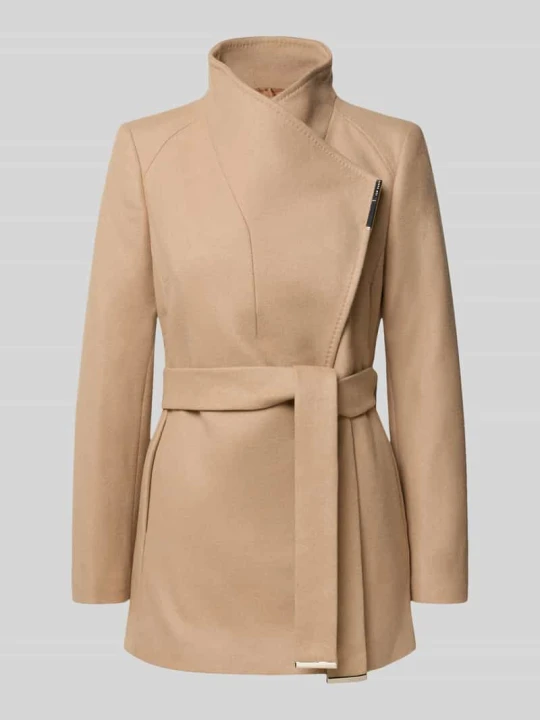 Zdjęcie produktu Krótki płaszcz z mieszanki wełny z wiązanym paskiem model 'ROSESS' Ted Baker Piaskowy