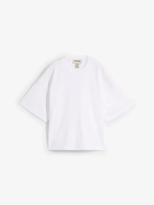 Zdjęcie produktu Krótki T-shirt oversize z czystej, grubej bawełny organicznej BonPrix biały