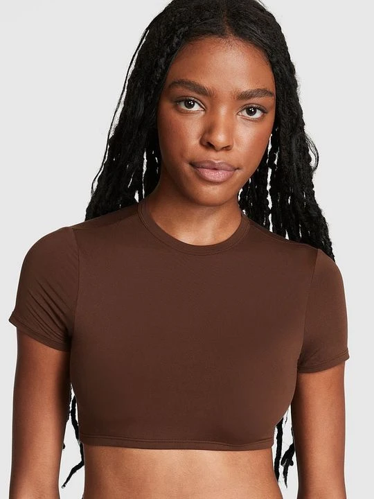 Zdjęcie produktu PINK Krótki t-shirt Victoria's Secret Brązowy