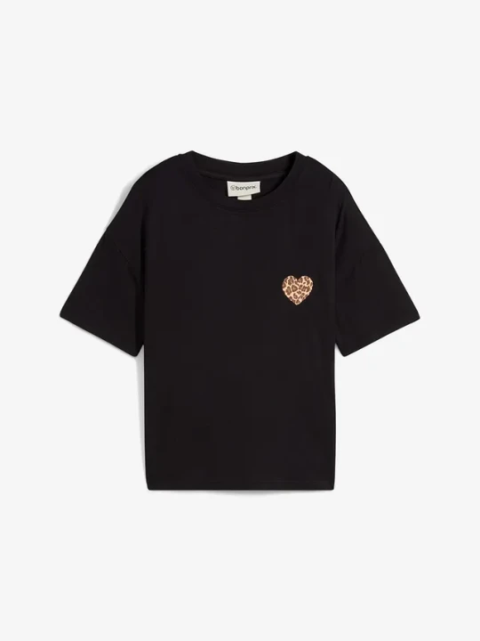 Zdjęcie produktu Krótki T-shirt z elastycznej mieszanki wiskozy BonPrix czarny
