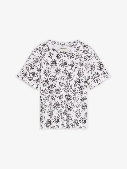 Zdjęcie produktu Krótki T-shirt z mieszanki bawełny BonPrix biały