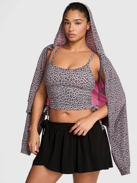 Zdjęcie produktu Krótki top z biustonoszem i marszczeniem po boku PINK Relay Victoria's Secret