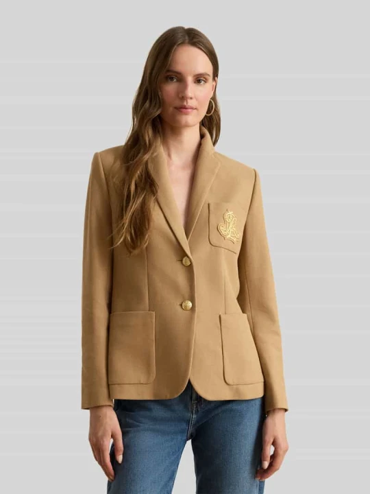 Zdjęcie produktu Krótki żakiet z wyhaftowanym logo Lauren Ralph Lauren Camel