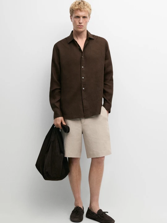 Zdjęcie produktu Krótkie Bermudy Ze 100% Lnu - Beżowy - Massimo Dutti - Male