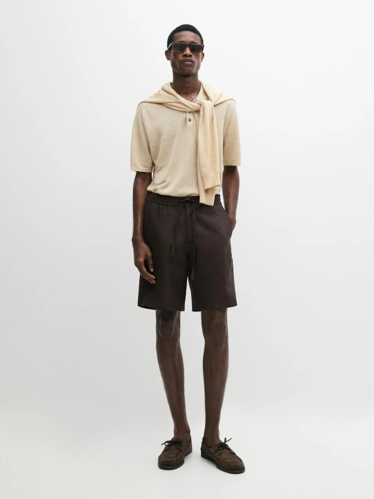 Zdjęcie produktu Krótkie Bermudy Ze 100% Lnu - Brązowy - - Massimo Dutti - Mężczyzna
