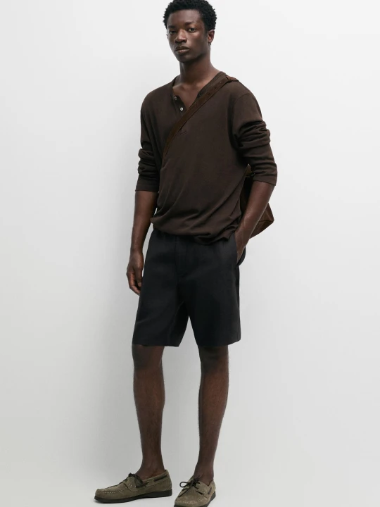 Zdjęcie produktu Krótkie Bermudy Ze 100% Lnu - Czarny - Massimo Dutti - Male
